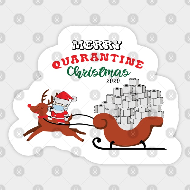 Merry Quarantine Christmas 2020 Toilet Paper Sleigh Sticker by BadDesignCo